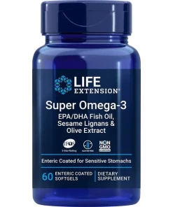 Super Omega-3 EPA/DHA mit Sesam-Lignanen und Olivenextrakt – 60 magensaftresistente Weichkapseln