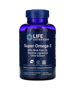 Super Omega-3 EPA/DHA with Sesame Lignans & Olive Extract - 120 enteric coated softgels