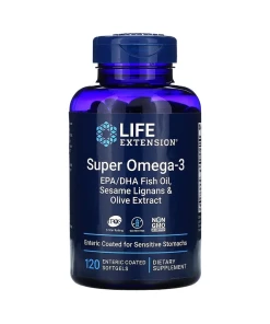 Super Oméga-3 EPA/DHA aux lignanes de sésame et à l'extrait d'olive - 120 gélules molles à enrobage entérique