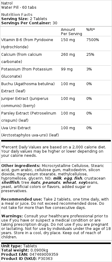 Natrol - Water Pill - 60 Tablets - Image 2