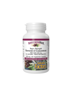 Natural Factors ResveratrolRich Super Strength Resveratrol Concentrate 500 mg  (60 Veggie Capsules)