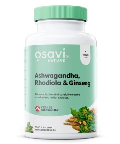 Ashwagandha + Rhodiola és ginseng – 120 vegán kapszula