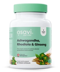 Ashwagandha + Rhodiola és ginseng – 60 vegán kapszula
