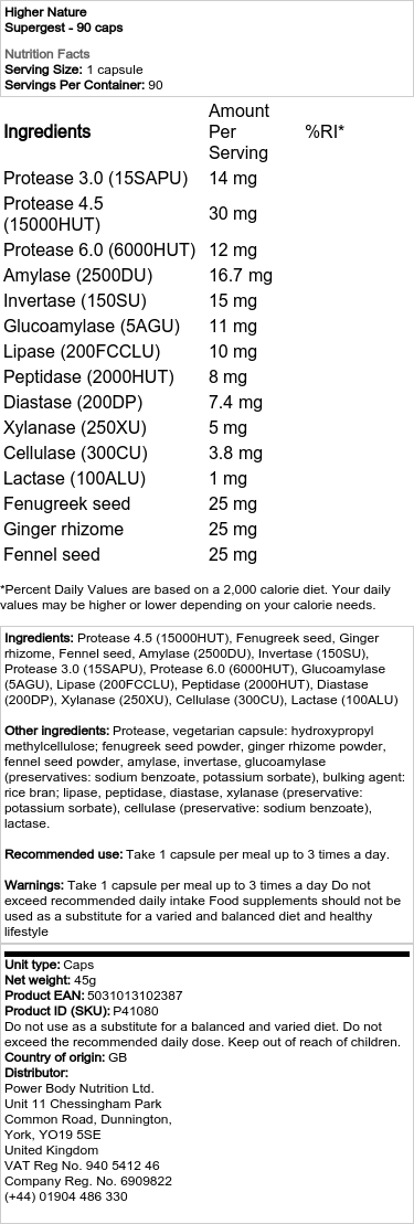 Higher Nature - Supergest - 90 Capsules - Image 2
