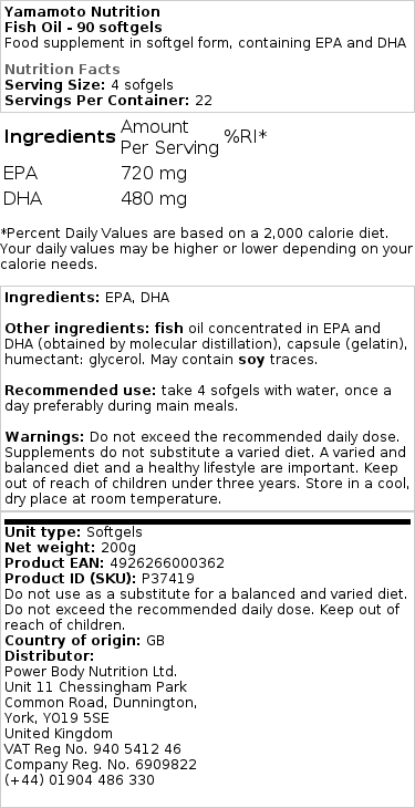 Yamamoto Nutrition - Fish Oil - 90 Softgels - Image 2