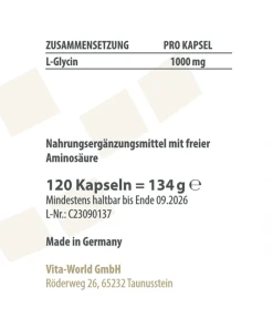 Vitaworld L-Glycin 1000 mg (120 Kapseln)