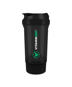 Vitamin360 Wave Shaker (500 ml + 150 ml) (Black)