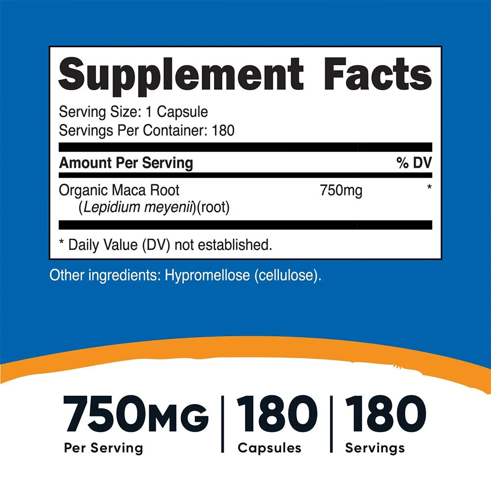 Nutricost Maca Root 750 mg - 180 Capsules - Image 2