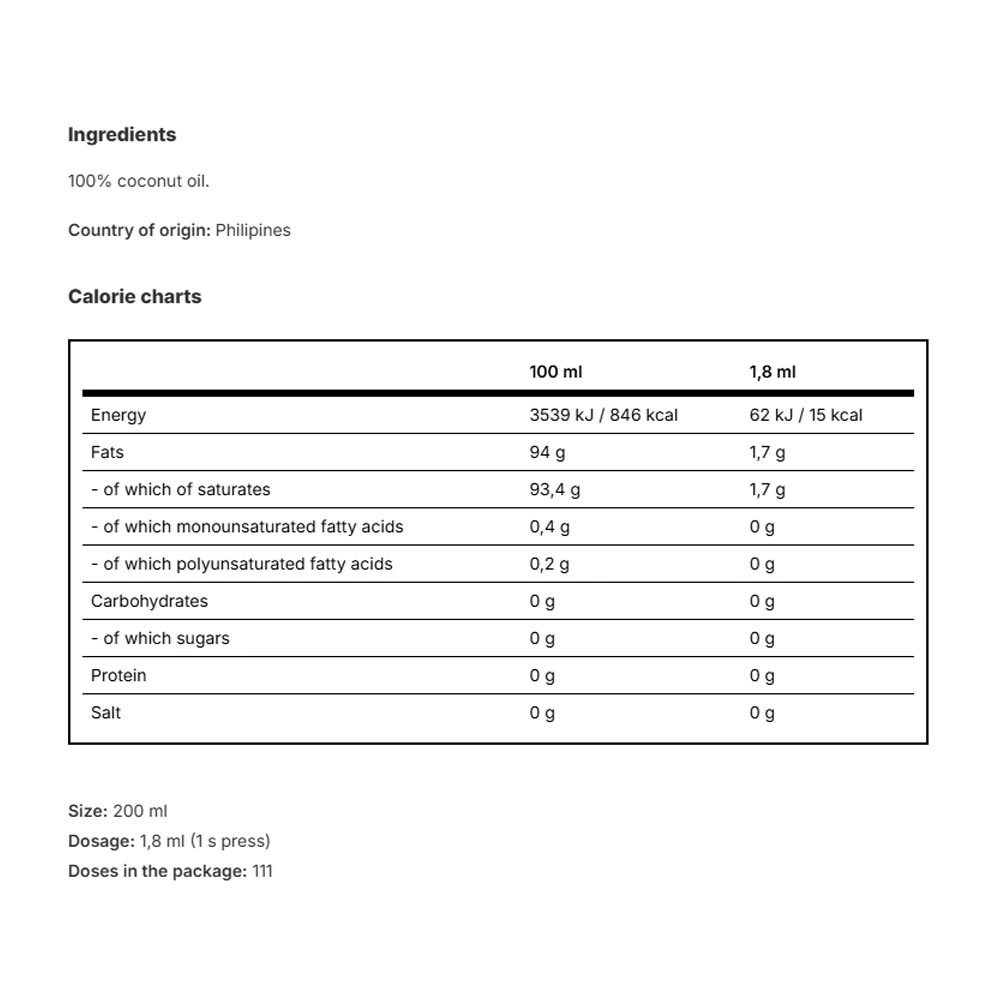 Vilgain Coconut Oil (200 ml) - Image 2