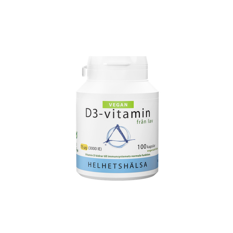 Helhetshälsa D3 Vegan D-vitamin från lav 75 ug 100 kapslar