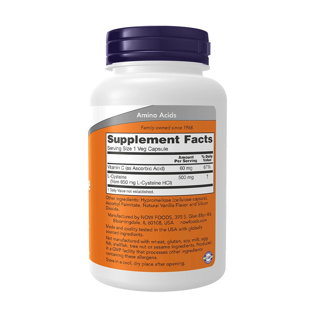 NOW - L-Cysteine 500 mg (90 Veg Capsules) - Image 2