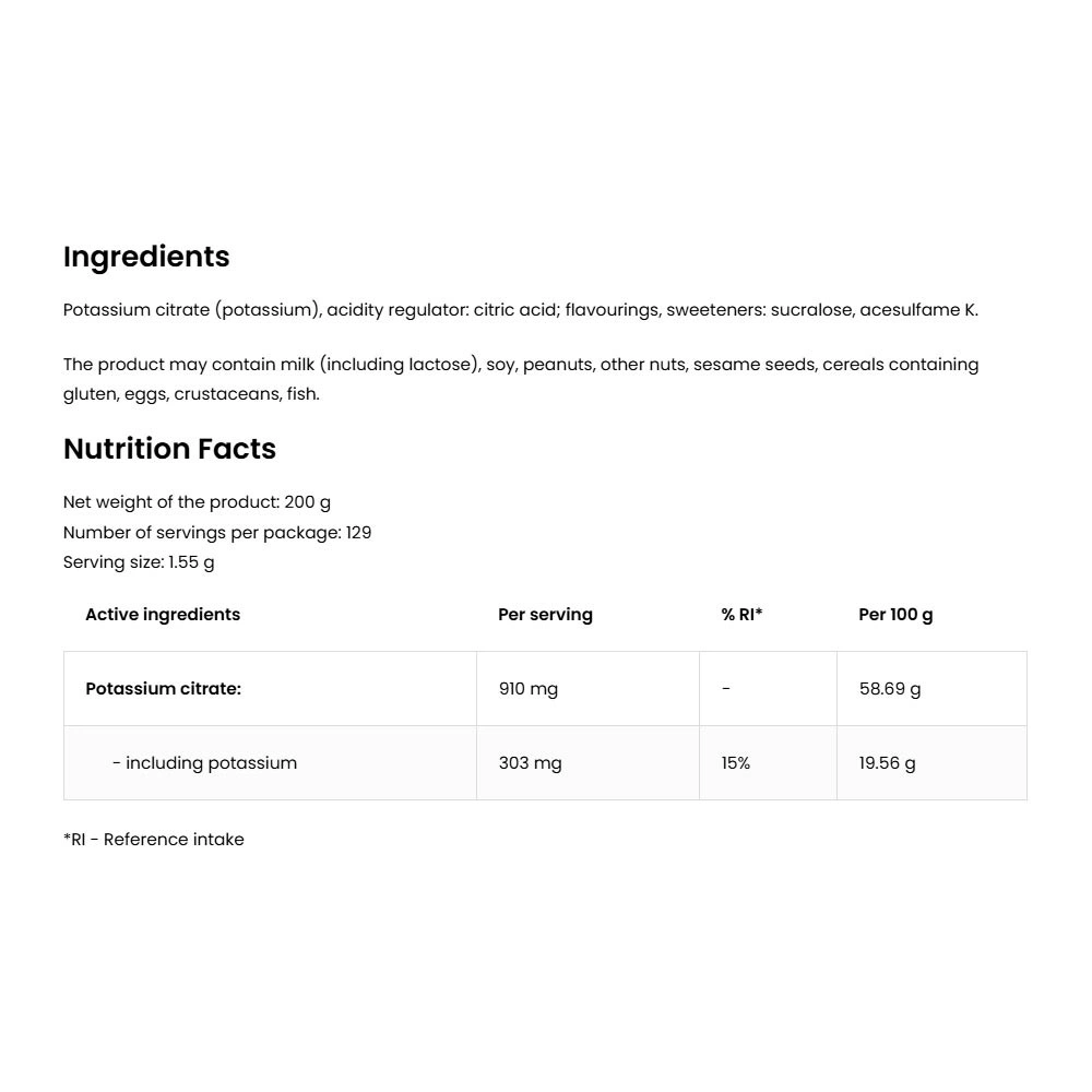 OstroVit Potassium Citrate 200g - Lemon Lime Flavor - Image 2