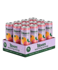 Bloom - Sparkling Energy, Peach Mango - 12 x 250ml.