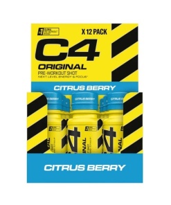 C4 Original Pre-Workout Shot, Citrus Berry - 12 x 60 ml.