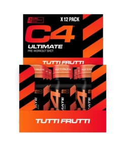C4 Ultimate Pre-Workout Shot, Tutti Frutti - 12 x 60 ml.