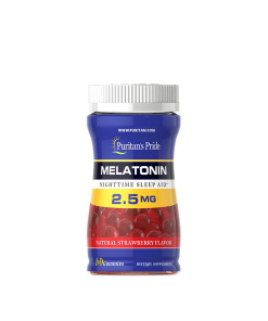 Puritan's Pride Melatonin Gummy 2.5 mg (60 Gummies, Strawberry)
